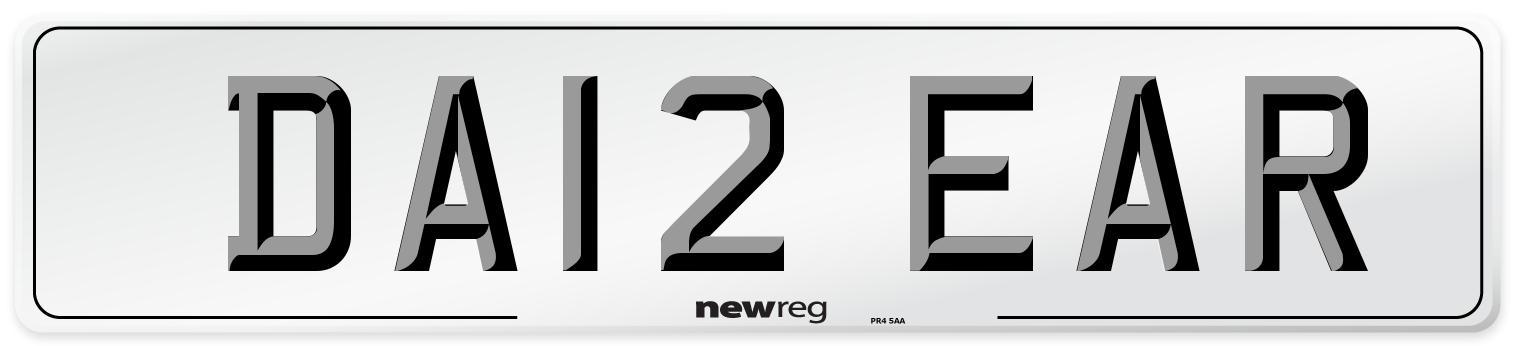 DA12 EAR Number Plate from New Reg